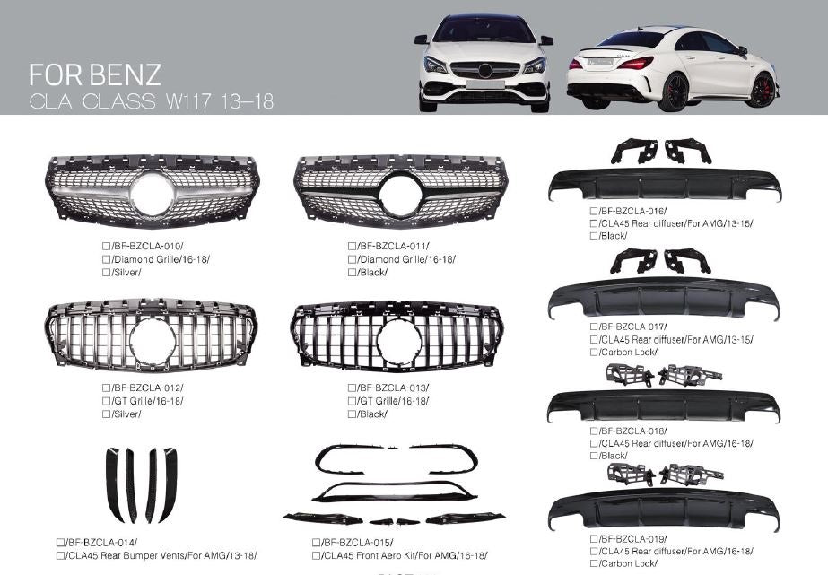 MERCEDES-BENZ-claA-CLASS-W117-2019-2020-BODY-KIT-SPORT-REAR-FRONT-DIFFUSER-LIP-SPOILER-AMG-BRABUS-GRILLE-AERO-KIT-TAIL-PIPE