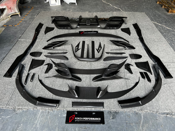Mansory Carbon Body Kit For Ferrari F8  Set include:   Front Lip Side Skirts  Rear Diffuser With LED Light Rear Spoiler Front Bumper Splitter Air Outtake Splitter For Hood/Bonnet Rear Bumper Air Outtake Splitter Rear Fender Air Intakes Splitter Material: Carbon