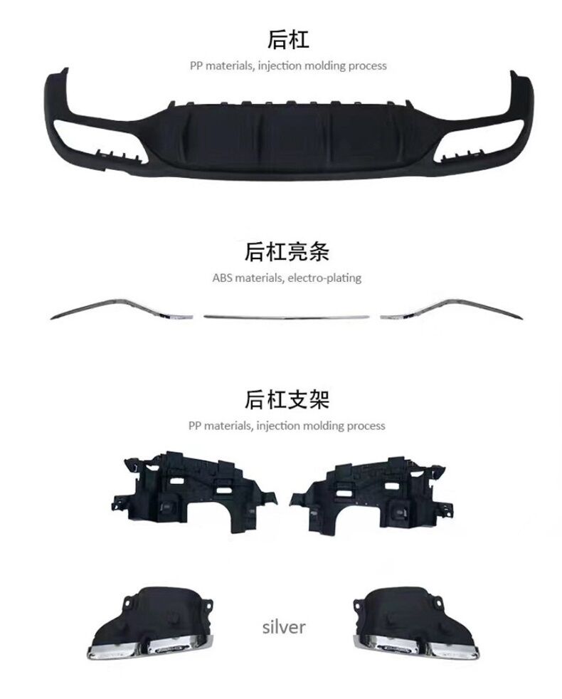 for Mercedes Benz E class W213 AMG E63 REAR DIFFUSER with CHROME exhaust tips