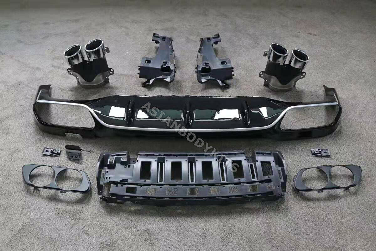 for Mercedes Benz E-class W213 E53 REAR DIFFUSER with silver exhaust tips 2016+