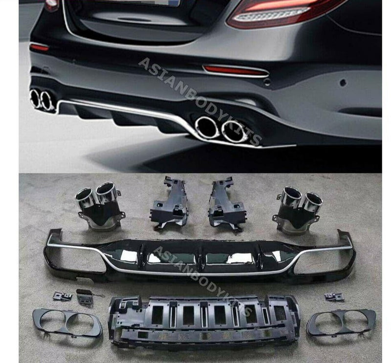 REAR DIFFUSER WITH EXHAUST TIPS E53 AMG STYLE for MERCEDES BENZ E CLASS W213 E300 E350 E400 AMG SPORT SEDAN 2016 - 2020