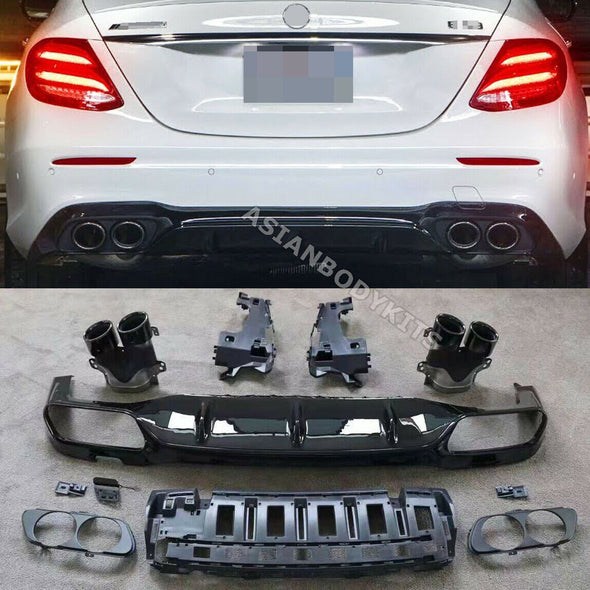 for Mercedes Benz E class W213 E53 REAR DIFFUSER with black exhaust tips 2017+