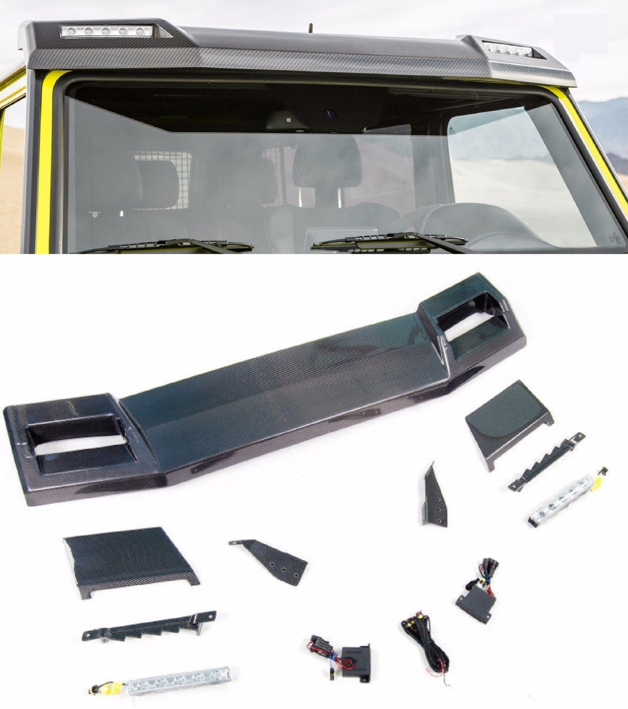 CARBON FRONT ROOF SPOILER 6x6 4x4 for Mercedes Benz W463 G class G63 light bar