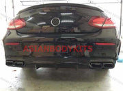 for Mercedes-Benz C-class COUPE C205 AMG C63 REAR DIFFUSER exhaust tips (BLACK)