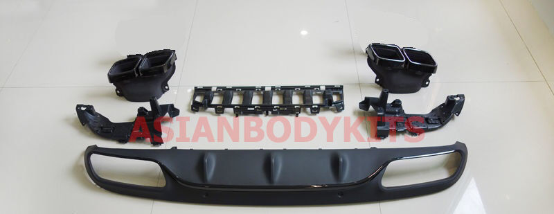 for Mercedes-Benz C-class COUPE C205 AMG C63 REAR DIFFUSER exhaust tips (BLACK)
