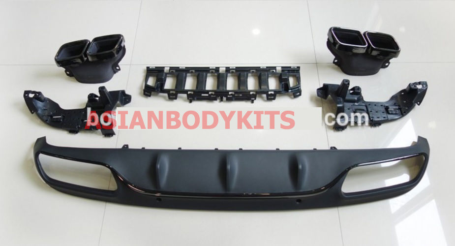 for Mercedes-Benz C-class COUPE C205 AMG C63 REAR DIFFUSER exhaust tips (BLACK)
