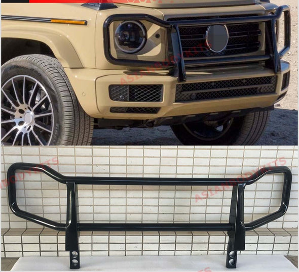 Front BLACK-PAINTED grille guard brush / BULL BAR assembly for Mercedes-Benz W463A G550 G350 (W464) (Latest G-class generation only)  Best quality on the market Material: Stainless steel  FINISH: GLOSS BLACK PAINTED