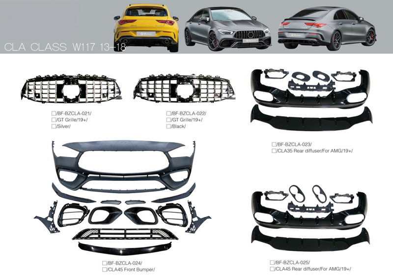 BODY KIT for Mercedes-Benz CLA Class W117 2013-2018 Front Bumper, Rear Diffuser