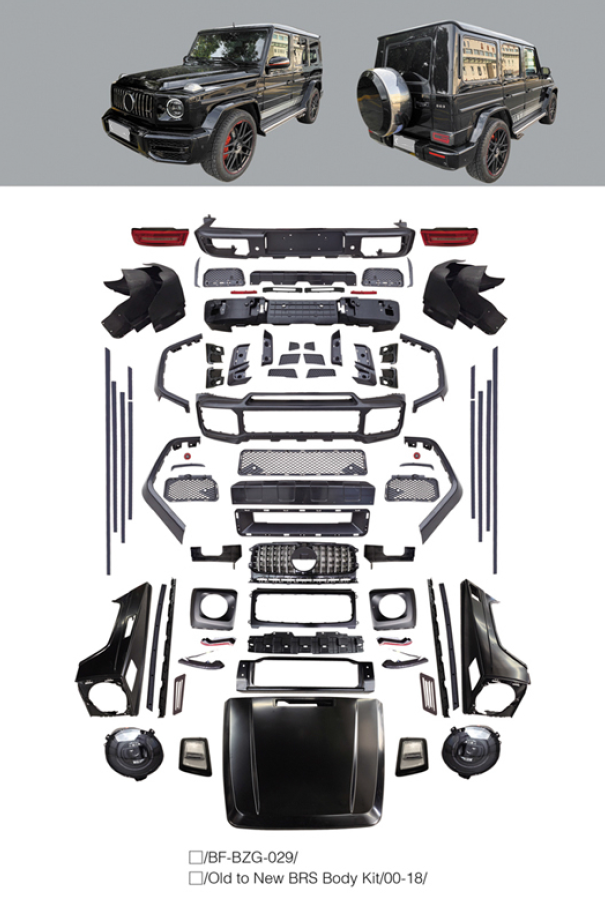 CONVERSION BODY KIT for MERCEDES-BENZ G-CLASS G63 W463 1990 - 2017 to W464 2018+    Set includes:  Front Bumper Headlights Hood Grille Side Fenders Side Skirts Rear Bumper Tail Lights