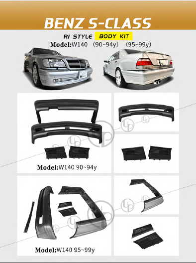 RI style Body kit for Mercedes Benz S-class W140 90-94/95-99