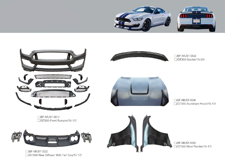 Body Kit Fascia Difusor Spoiler GT350 Ford Mustang 2015 - 2017