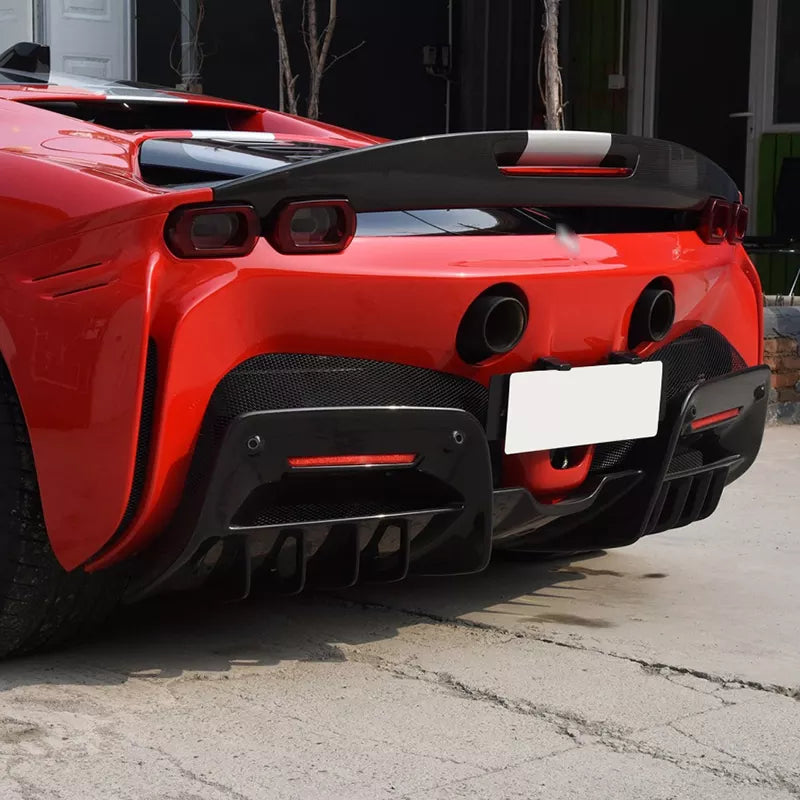 OEM Style Dry Carbon Rear Diffuser For Ferrari SF90  Set include:   Rear Diffuser Material: Dry Carbon