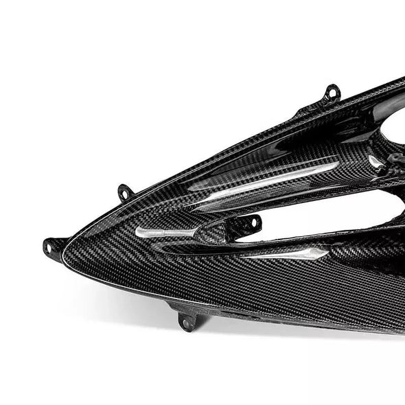 OEM Style Dry Carbon Body Kit For McLaren 720S  Set Include:  Upper Engine Cover Lower Engine Cover Headlight Brackets Front Hood Air Inlet Front Bumper Air Inlet Front Lip Aero Bridge Door Handle Trims Mirror Covers Rear Fender Air Inlet Rear Bumper Rear Diffuser Front Hood Material: Dry carbon  NOTE: Professional installation is required