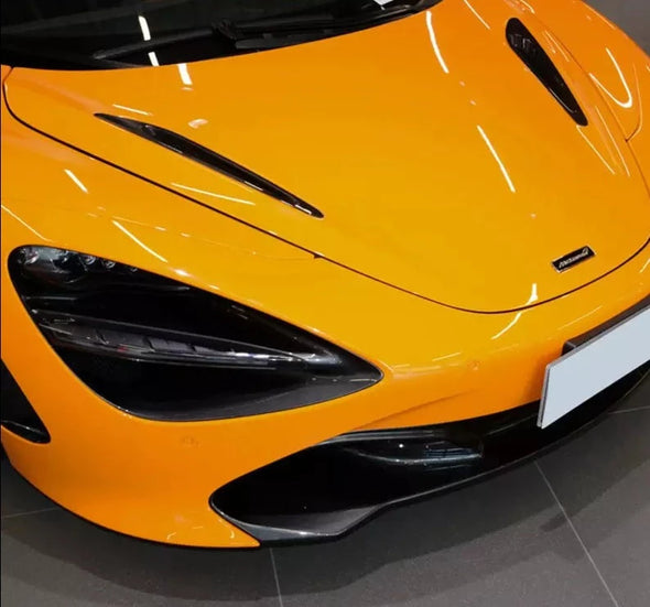 OEM Style Dry Carbon Body Kit For McLaren 720S  Set Include:  Upper Engine Cover Lower Engine Cover Headlight Brackets Front Hood Air Inlet Front Bumper Air Inlet Front Lip Aero Bridge Door Handle Trims Mirror Covers Rear Fender Air Inlet Rear Bumper Rear Diffuser Front Hood Material: Dry carbon  NOTE: Professional installation is required