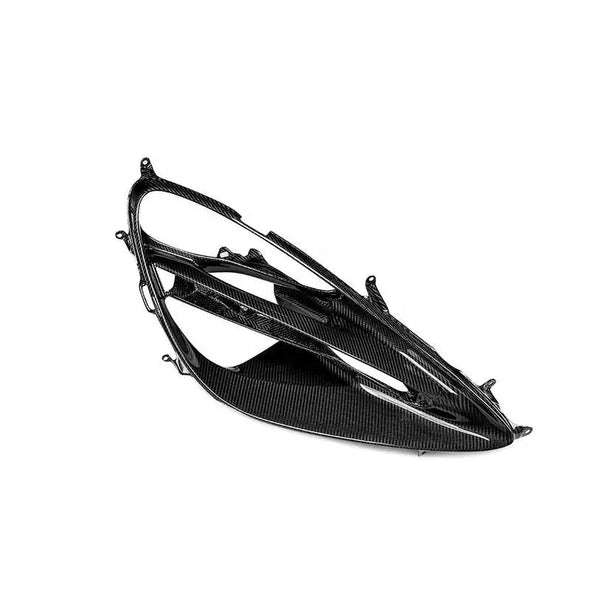 OEM Style Dry Carbon Body Kit For McLaren 720S  Set Include:  Upper Engine Cover Lower Engine Cover Headlight Brackets Front Hood Air Inlet Front Bumper Air Inlet Front Lip Aero Bridge Door Handle Trims Mirror Covers Rear Fender Air Inlet Rear Bumper Rear Diffuser Front Hood Material: Dry carbon  NOTE: Professional installation is required