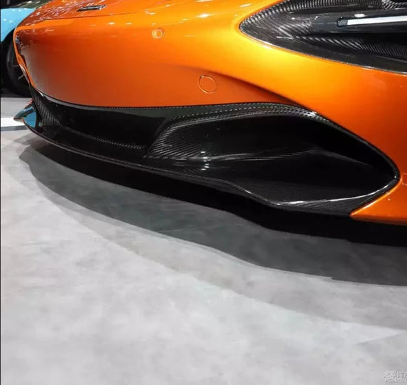 OEM Style Dry Carbon Body Kit For McLaren 720S  Set Include:  Upper Engine Cover Lower Engine Cover Headlight Brackets Front Hood Air Inlet Front Bumper Air Inlet Front Lip Aero Bridge Door Handle Trims Mirror Covers Rear Fender Air Inlet Rear Bumper Rear Diffuser Front Hood Material: Dry carbon  NOTE: Professional installation is required