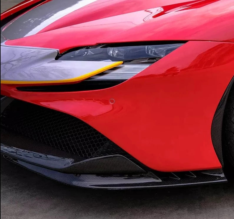 OEM Style Dry Carbon Front Canards For Ferrari SF90  Set include:   Front Canards Material: Dry Carbon