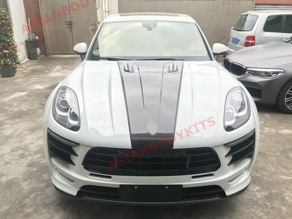 DRY CARBON FIBER HOOD COVER WITH AIR VENTS for PORSCHE MACAN 2013 - 2018