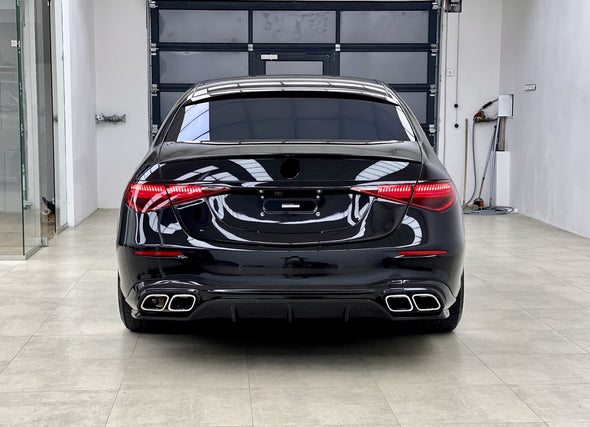 PARADIGM Black Aero Body Kit For Mercedes Benz S Class AMG W223 2020+  Set include:  Front Lip Side Skirts Rear Diffuser Roof Spoiler Trunk Spoiler Material: Plastic Note: Professional installation is required