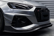 BKSS Style Carbon Fiber Front Lip For Audi RS4 B9 2019+  Set include:   Front Lip Material: Carbon Fiber / Forged Carbon / Dry Carbon  NOTE: Professional installation is required 