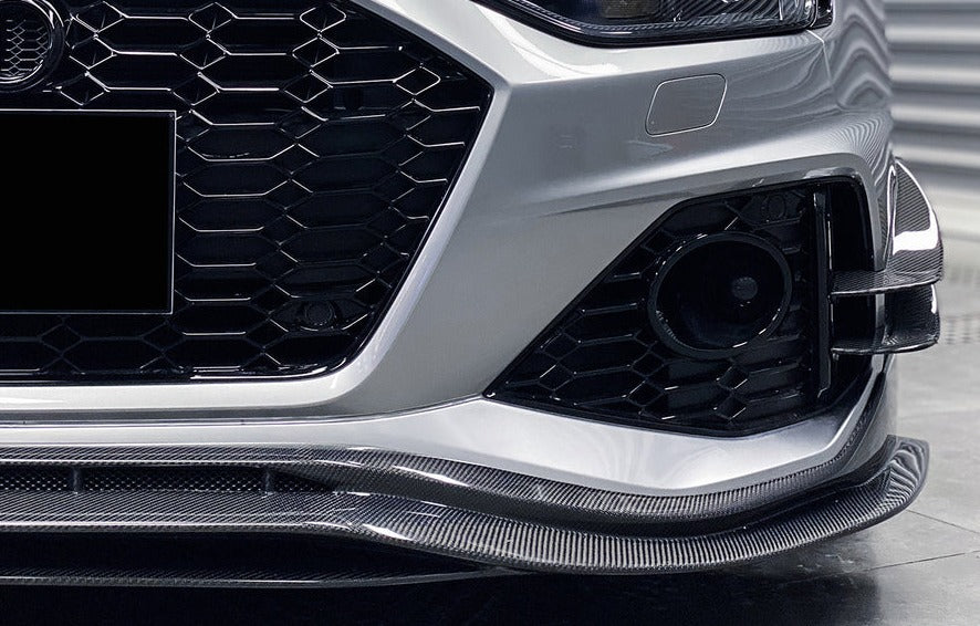 BKSS Style Carbon Fiber Front Lip For Audi RS4 B9 2019+  Set include:   Front Lip Material: Carbon Fiber / Forged Carbon / Dry Carbon  NOTE: Professional installation is required 