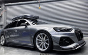 BKSS Style Carbon Fiber Front Lip For Audi RS4 B9 2019+  Set include:   Front Lip Material: Carbon Fiber / Forged Carbon / Dry Carbon  NOTE: Professional installation is required 
