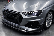 BKSS Style Carbon Fiber Front Lip For Audi RS4 B9 2019+  Set include:   Front Lip Material: Carbon Fiber / Forged Carbon / Dry Carbon  NOTE: Professional installation is required 