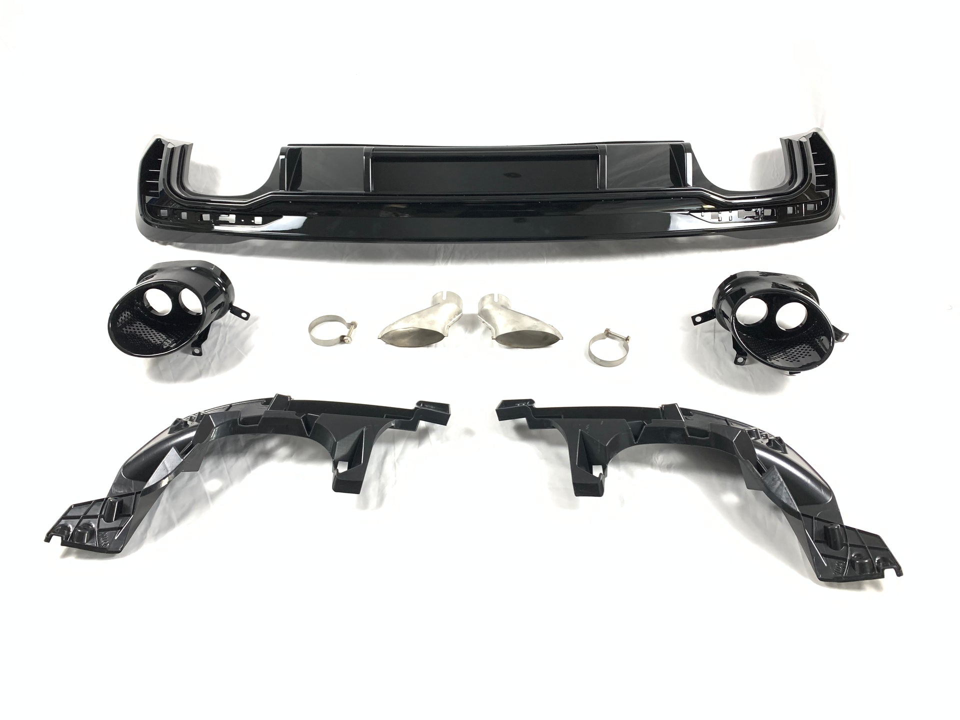 RS4 STYLE REAR DIFFUSER WITH EXHAUST TIPS for AUDI A4 B9 2020 - 2021

It can be full Black or Black with Silver

Set includes:

Rear Diffuser
Exhaust Tips

Material: ABS+PP Plastic

NOTE: Professional installation is required