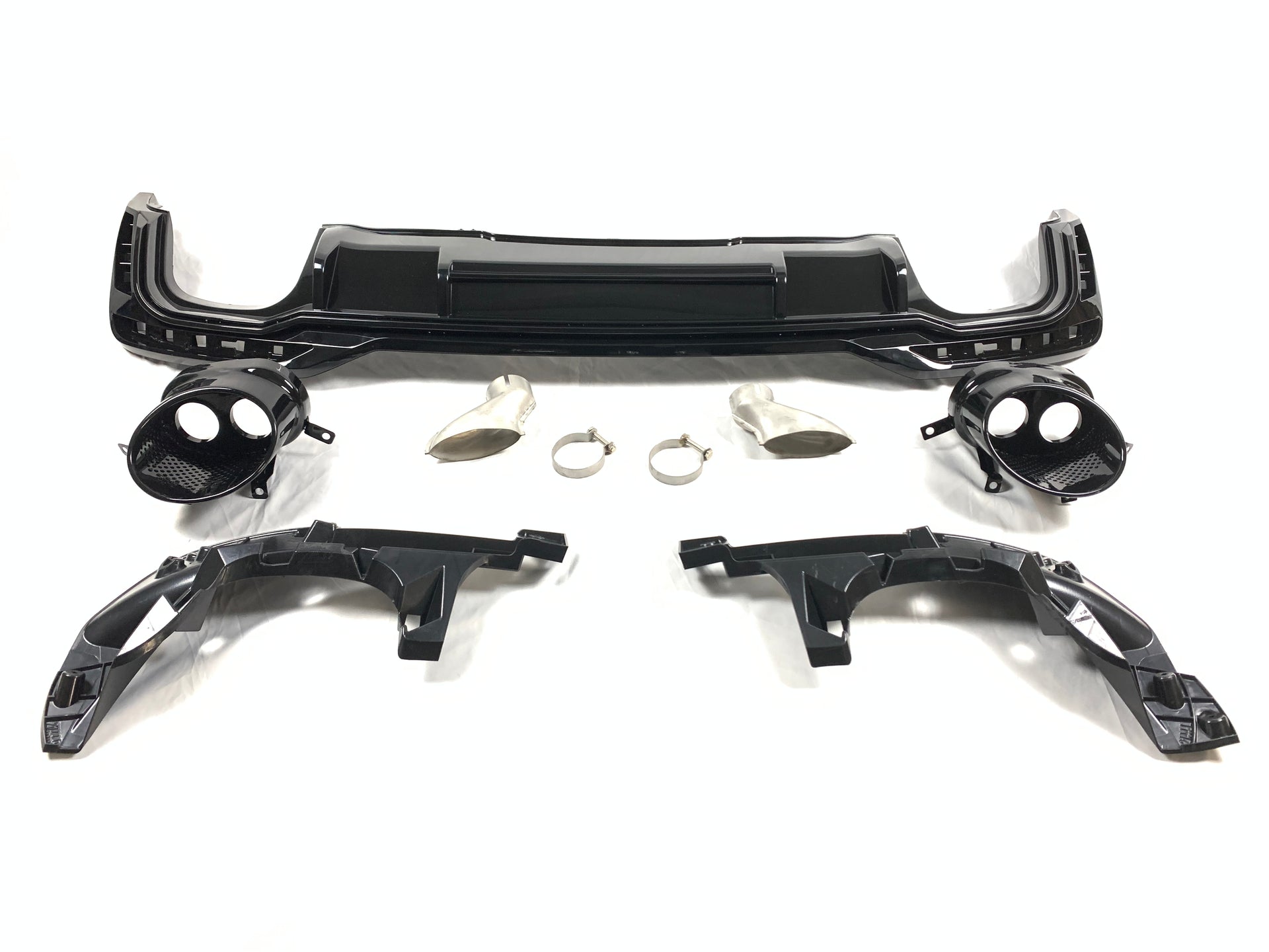 RS4 STYLE REAR DIFFUSER WITH EXHAUST TIPS for AUDI A4 B9 2020 - 2021

It can be full Black or Black with Silver

Set includes:

Rear Diffuser
Exhaust Tips

Material: ABS+PP Plastic

NOTE: Professional installation is required