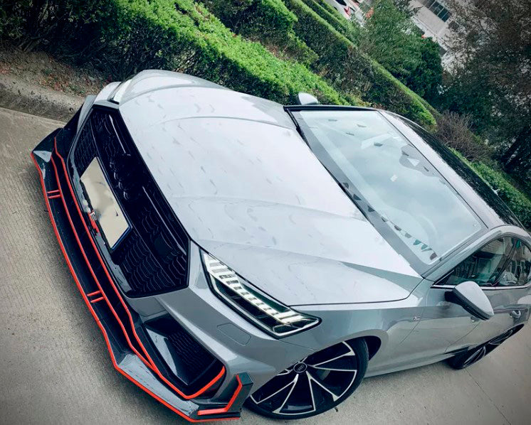 RS7 STYLE BODY KIT for AUDI A7 C8 4K8 2018 - 2023  Set includes:  Front Bumper Front Grille Side Skirts Rear Bumper with Diffuser Exhaust Tips