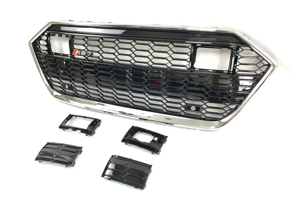 RS7 STYLE FRONT GRILLE V1 for AUDI A7 C8 4K8 2018 - 2023  Set includes:  Front Grille