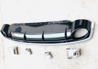 RSQ7 STYLE REAR DIFFUSER WITH EXHAUST TIPS for AUDI Q7 4M 2015 - 2019  Set includes:  Rear Diffuser Exhaust Tips