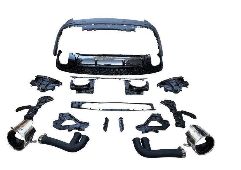 RSQ8 STYLE CONVERSION BODY KIT for AUDI Q8 4M 2019 - 2023  Set includes:  Front Grille Front Bumper Front Lip Rear Bumper Rear Diffuser Exhaust Tips