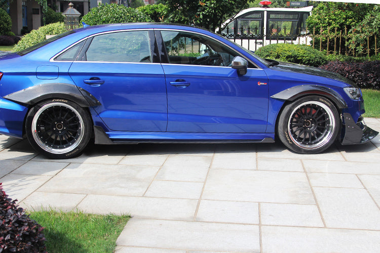 BKSS STYLE CARBON FIBER SIDE SKIRTS for AUDI S3 A3 2013 - 2016