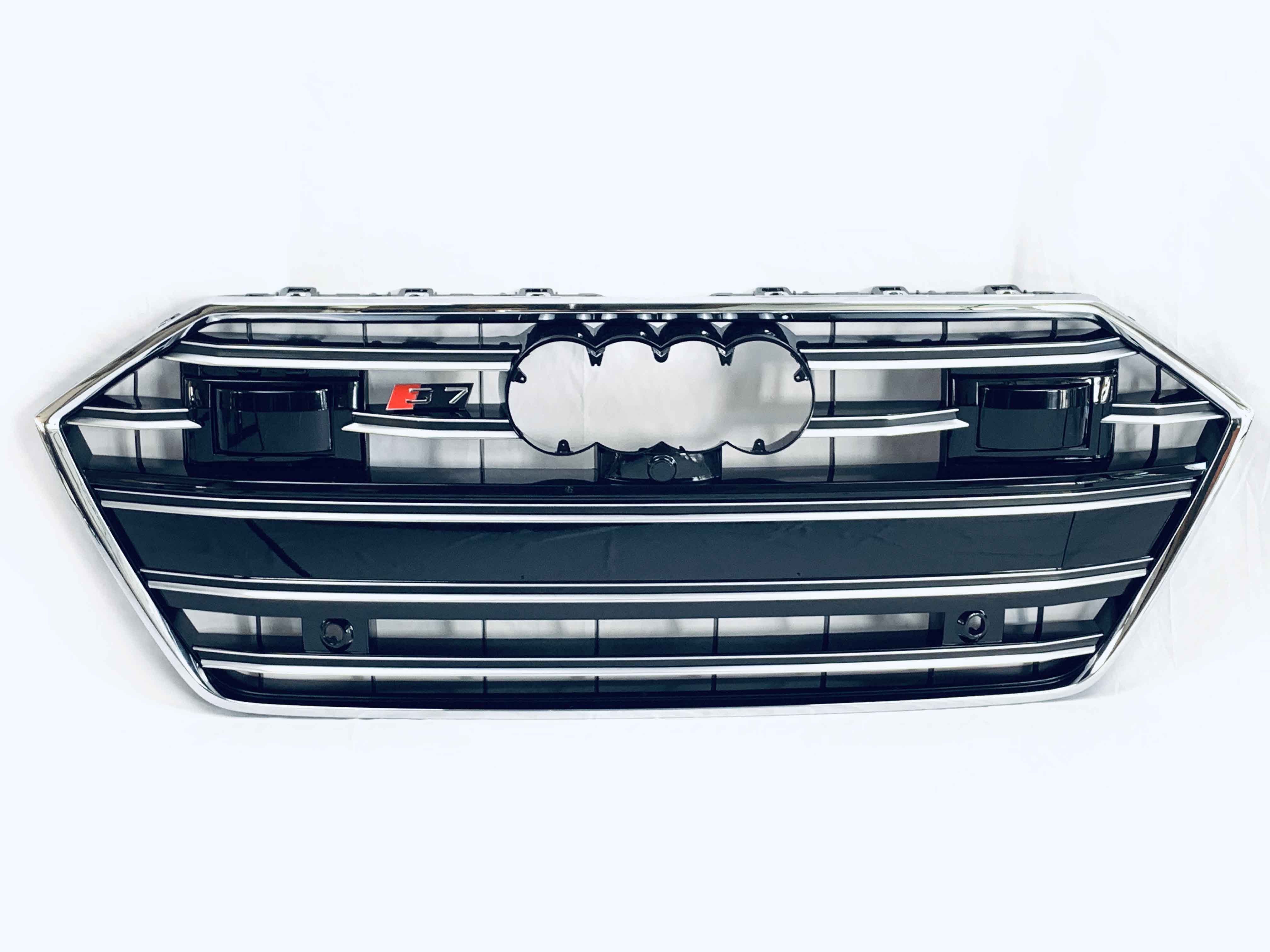 S7 Style Front Grille With Camera Mount – Glossy Black For 2016-2018 Audi A7 S7