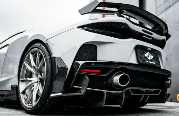 Dry Carbon Body Kit For McLaren GT 2013-2016  Set Include:  Front Lip Front Bumper OEM Part Fron Bumper Air Intake Cover Side Skirts Side Air Intake Cover Rear Diffuser Rear Diffuser Trims Rear Spoiler (2 types) Trunk/Hood Lid Panel Entrance Material: Dry Carbon