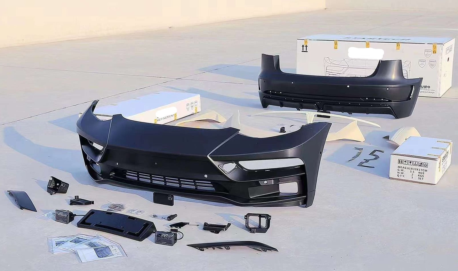 STARTECH Body Kit For Tesla Model Y  Set include:  Front Bumper Assembly Side Skirt Trims Rear Spoiler Rear Bumper Assembly Material: Plastic Note: Professional installation is required