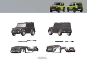 AMG G63 STYLE BODY KIT for SUZUKI JIMNY 2020+    Set includes:  Front Bumper Front Grille Hood/Bonnet Headlights Side Fenders Side Steps Spare Tire Cover Rear Bumper Rear Taillights