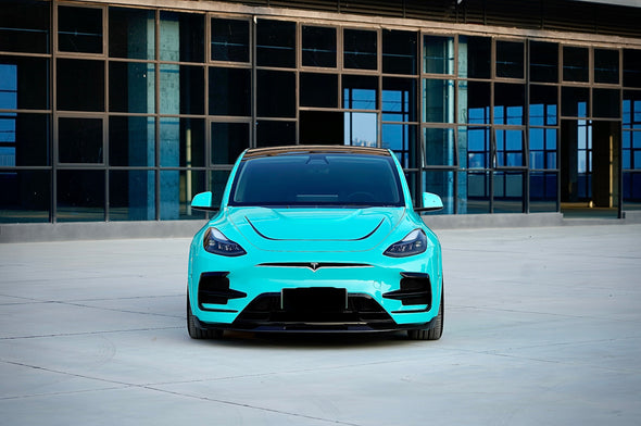 FORZA PERFORMANCE BODY KIT for TESLA Model Y Body Kit for Tesla Model Y  Set include:   Front bumper assembly with front lip Front hood Side skirts Wide fenders (can use without) Rear diffuser Trunk spoiler  Roof Spoiler Material: Carbon or PP