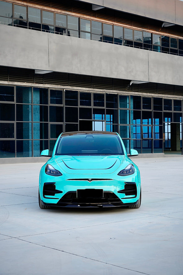 FORZA PERFORMANCE BODY KIT for TESLA Model Y Body Kit for Tesla Model Y  Set include:   Front bumper assembly with front lip Front hood Side skirts Wide fenders (can use without) Rear diffuser Trunk spoiler  Roof Spoiler Material: Carbon or PP