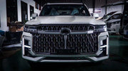 NEW VOGUE BODY KIT FOR TOYOTA LAND CRUISER 300 LC300 2021+ Full Body Kit For Toyota Land Cruiser 300 LC 300 2021+  Set include:  Front bumper  Front Grille Rear bumper exhaust tips Material: FiberGlass