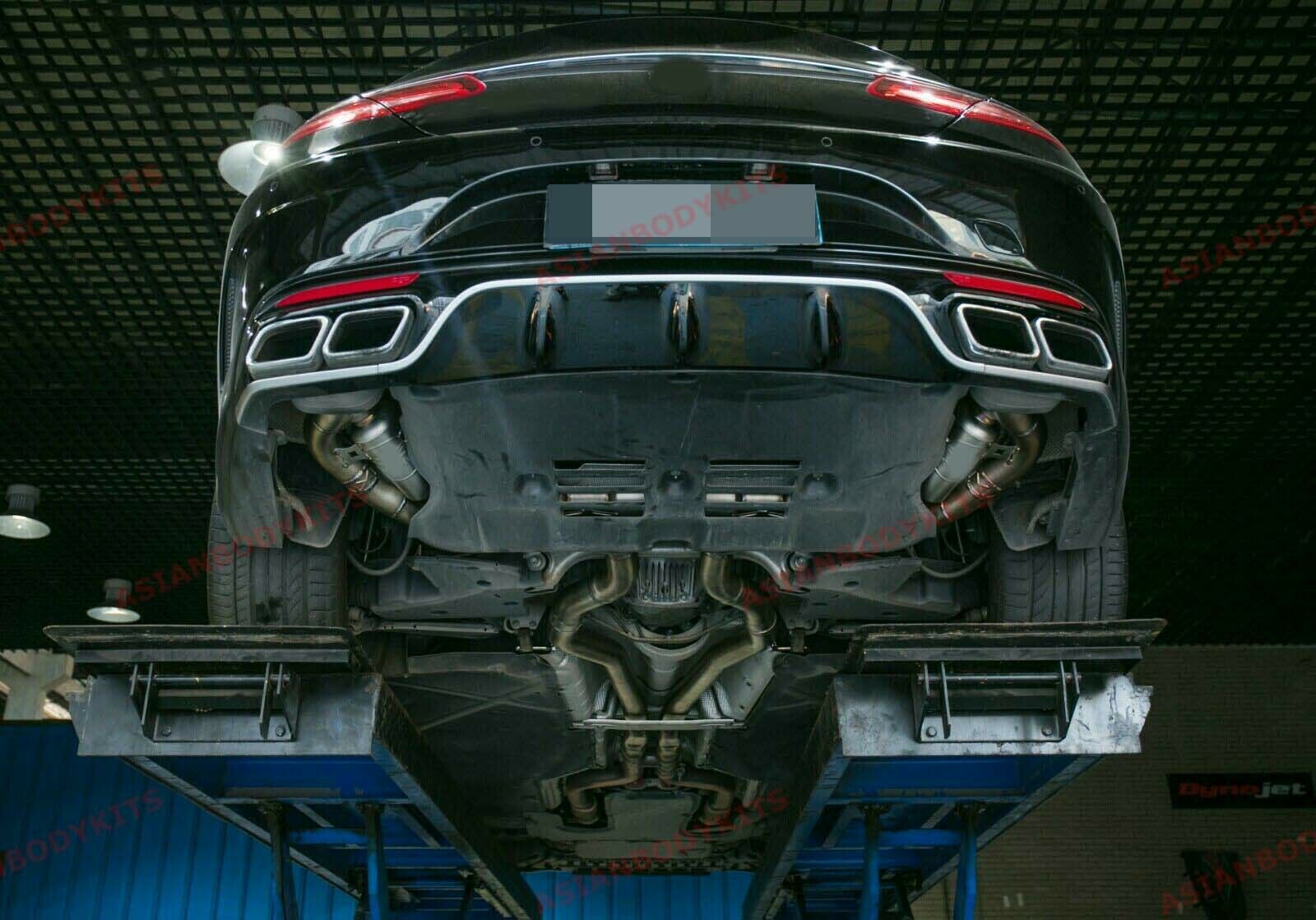 Aggressive sporty sound VALVED EXHAUST CATBACK MUFFLER for MERCEDES BENZ S-Class COUPE S63 AMG C217 2014-2017 (Engine: 5.5T)  Set include:  Center pipes  Pair of mufflers with valves The valve control unit and remote controller Material: Stainless steel  Production time: 10 days
