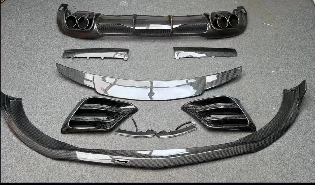 DRY CARBON BODY KIT for MERCEDES BENZ S CLASS AMG W223 2020+  Set includes:  Front Lip with LED Trunk Spoiler Rear Diffuser Air Vents