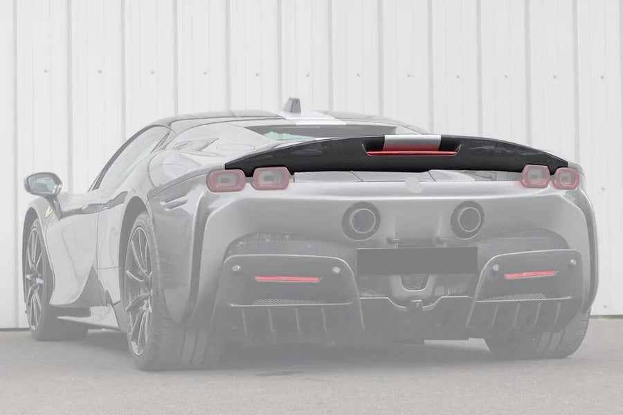 Assetto Fiorano Style Dry Carbon Trunk Spoiler For Ferrari SF90 Stradale  Set include:   Trunk Spoiler Material: Dry Carbon