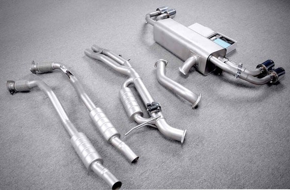 Forza Performance Aggressive sporty sound VALVED EXHAUST CATBACK MUFFLER for Audi Q7 3.0T 2019+  Valved exhaust, meaning that has remote, controlled valves - allowing a switch between an aggressive loud sports sound and a sound that is closer to the OEM sound  Set includes:  Center Pipes Muffler with valves Exhaust tips Valve control box with remote control (you may also reuse your factory exhaust valve motors