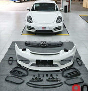 Body Kit for Porsche Cayman 981 2013-2016 upgrade to GT4  Set include:  Front Bumper Assembly  Front Lip Rear Diffuser Exhaust Tips Material: Plastic  NOTE: Professional installation is required.