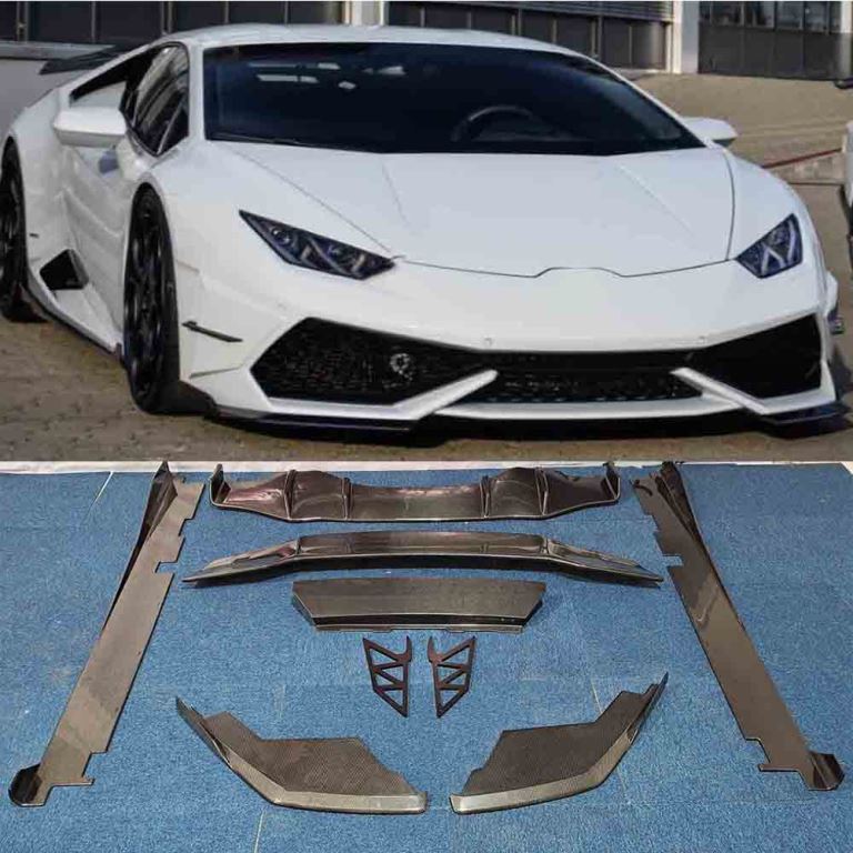CARBON BODY KIT for LAMBORGHINI HURACAN LP 610 2013 - 2018

Set includes:

Front Splitters
Side Skirts
Rear Diffuser
Wing Spoiler

Material: Carbon

NOTE: Professional installation is required 

Payment ►
Visa

Mastercard

PayPal with a credit card (add 4.4% at checkout)
Payoneer
Cryptocurrency
Shipment ►
By express DHL/UPS/TNT/FedEx
To the local international airport
Special line by air
Special line by the sea
To Europe and the UK by train

Please let us know which shipping option you prefer.