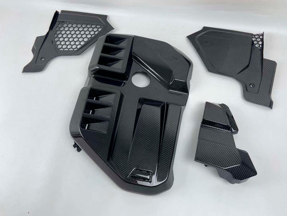 CARBON FIBER ENGINE COVER KIT for BMW G8X M2 M3 M4 2020+

Set includes:

Engine Cover
Intake
Strut Brace / Bar

Material: Carbon Fiber

Engine Cover
Intake
Strut Brace / Bar

Material: Carbon Fiber