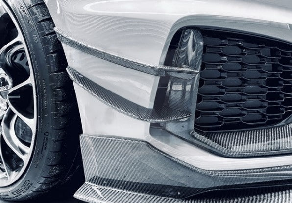 CARBON FIBER FRONT BUMPER CANARDS for AUDI RS4 A4 AVANT B9 2018-2020