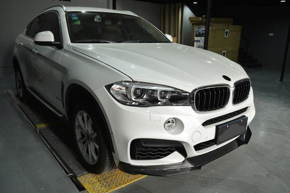 CARBON FIBER FRONT LIP for BMW X6 F16 M SPORT 4-DOOR 2015 - 2018 (Fits:M-TECH)   

Set includes:

Front lip

Material: Real Carbon Fiber

Note: Professional installation is required